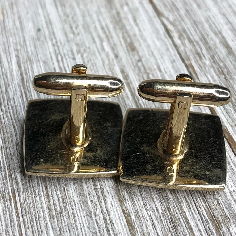 Vintage Hickok Pyramidal Brushed Gold Cuff Links